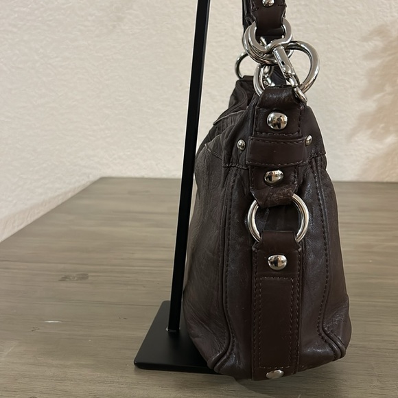 Coach Large Zoe Hobo F14707 Brown/ Silver Leather Shoulder Bag - Picture 5 of 10